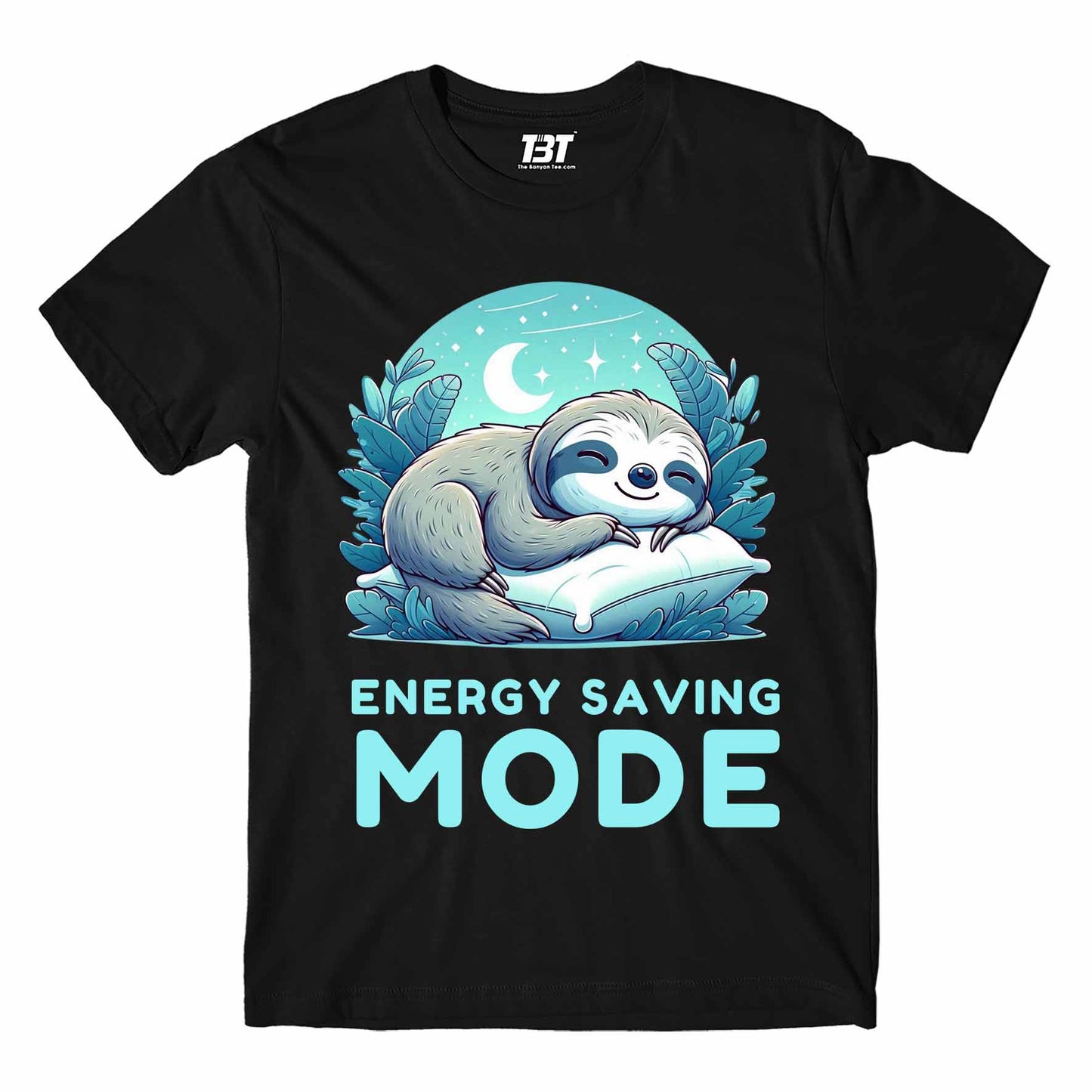 printed energy saving mode t-shirt printed graphic stylish buy online india the banyan tee tbt men women girls boys unisex black