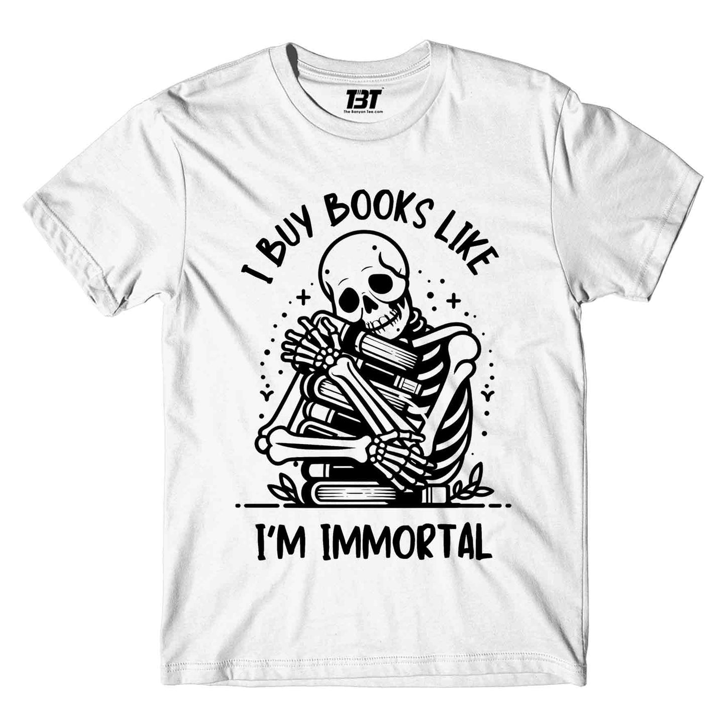 printed i buy books t-shirt printed graphic stylish buy online india the banyan tee tbt men women girls boys unisex white