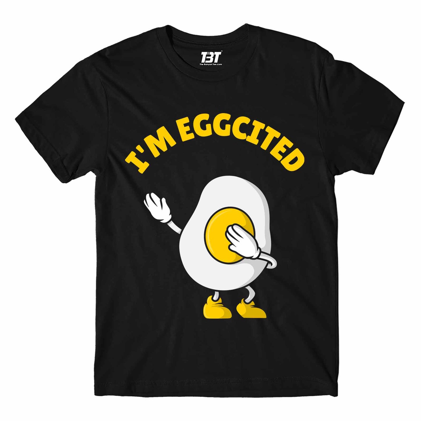 printed eggcited t-shirt printed graphic stylish buy online india the banyan tee tbt men women girls boys unisex black