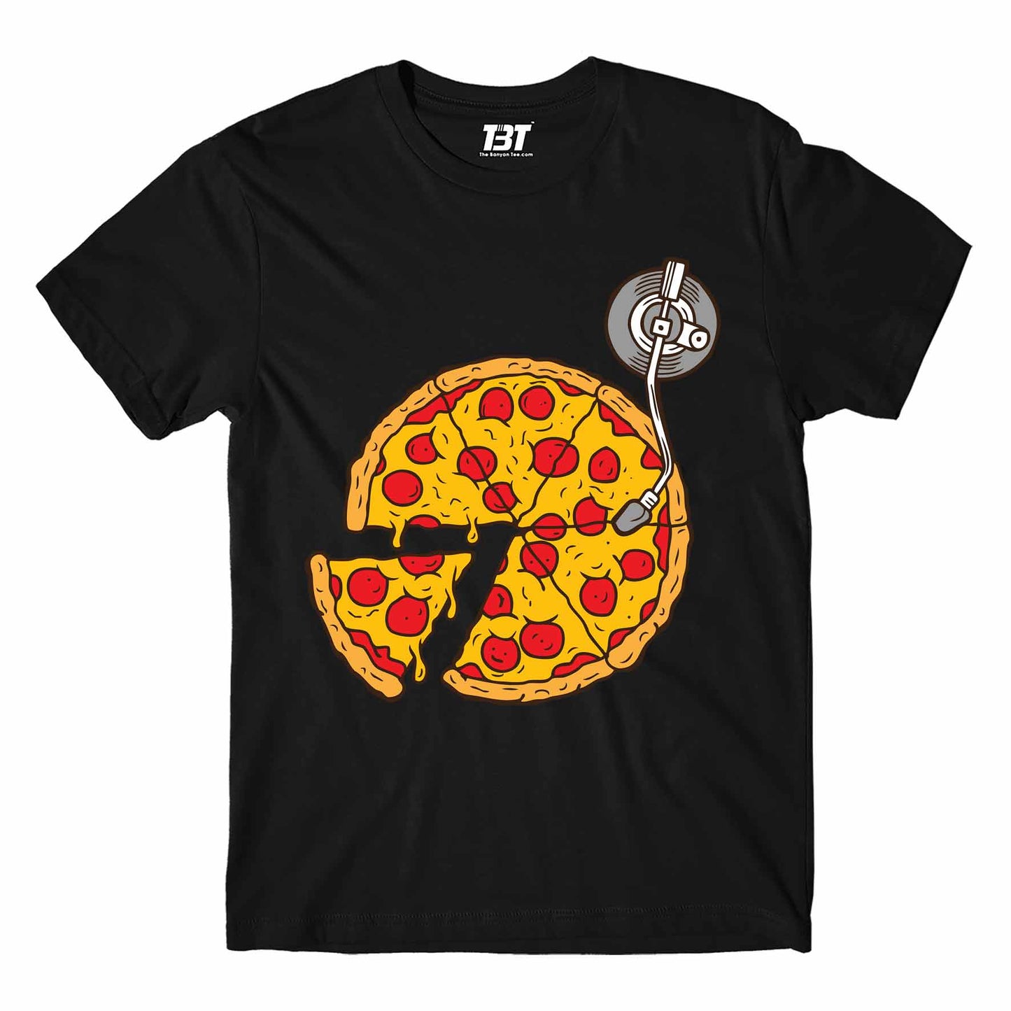 printed musical slice t-shirt printed graphic stylish buy online india the banyan tee tbt men women girls boys unisex black