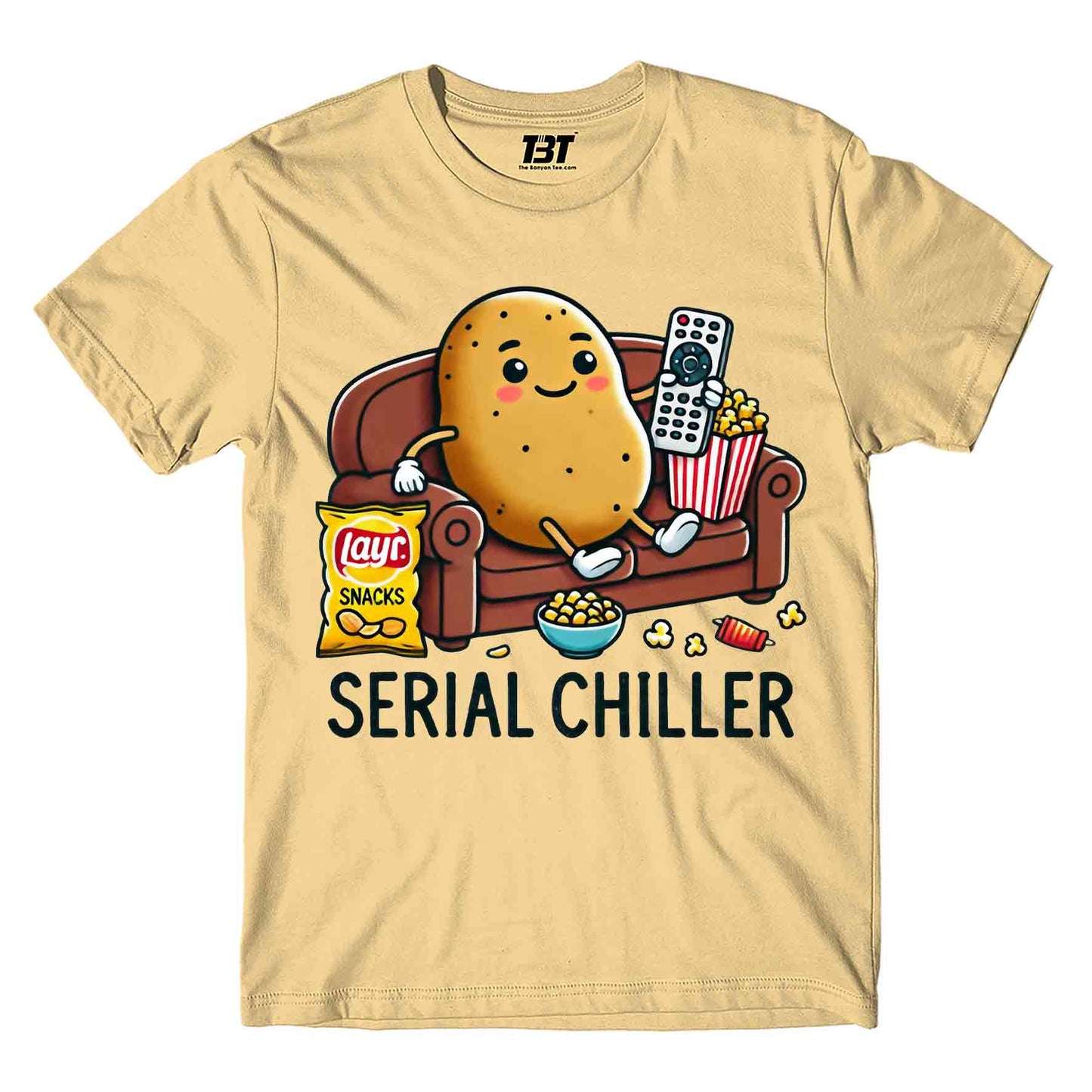 printed serial chiller t-shirt printed graphic stylish buy online india the banyan tee tbt men women girls boys unisex beige