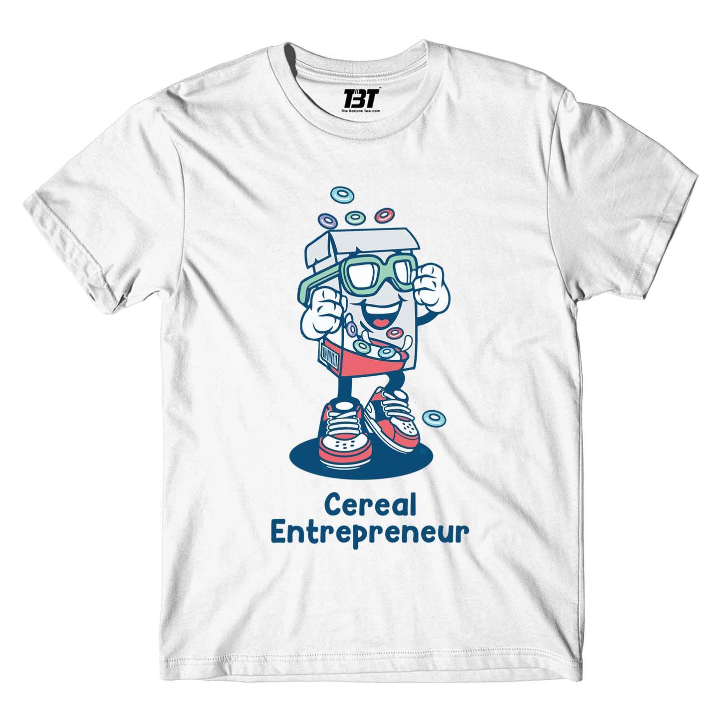 printed cereal entrepreneur t-shirt printed graphic stylish buy online india the banyan tee tbt men women girls boys unisex white