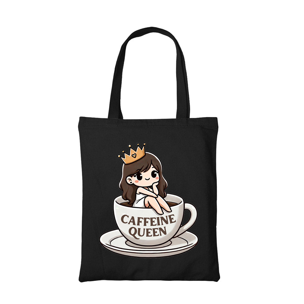 printed caffeine queen tote bag cotton printed printed graphic stylish buy online india the banyan tee tbt men women girls boys unisex