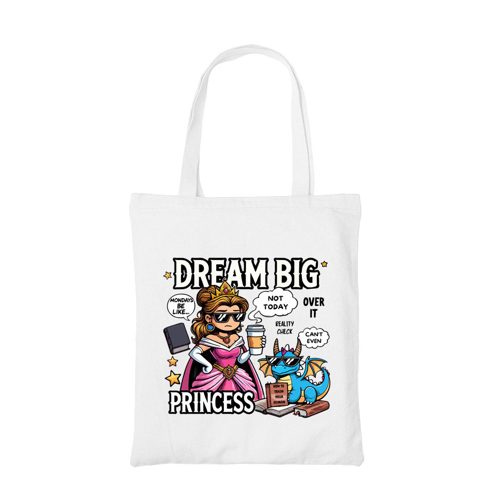 printed dream big princess tote bag cotton printed printed graphic stylish buy online india the banyan tee tbt men women girls boys unisex