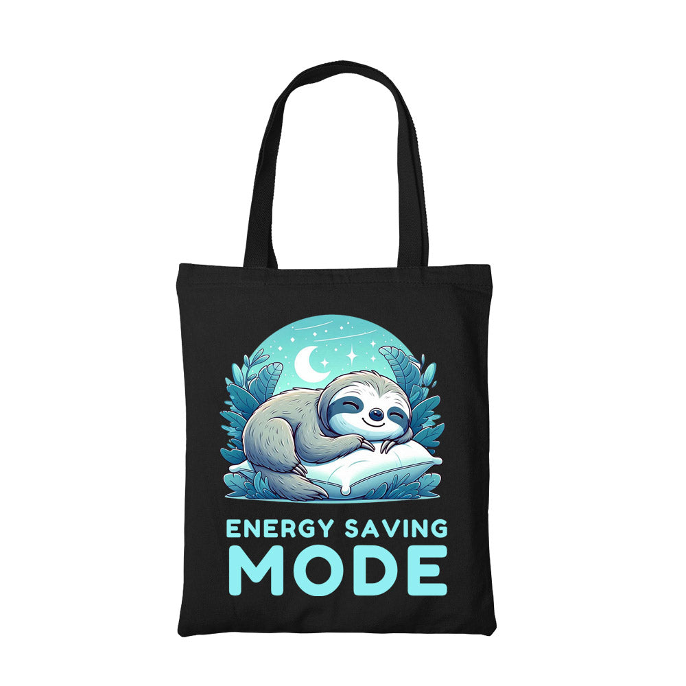printed energy saving mode tote bag cotton printed printed graphic stylish buy online india the banyan tee tbt men women girls boys unisex