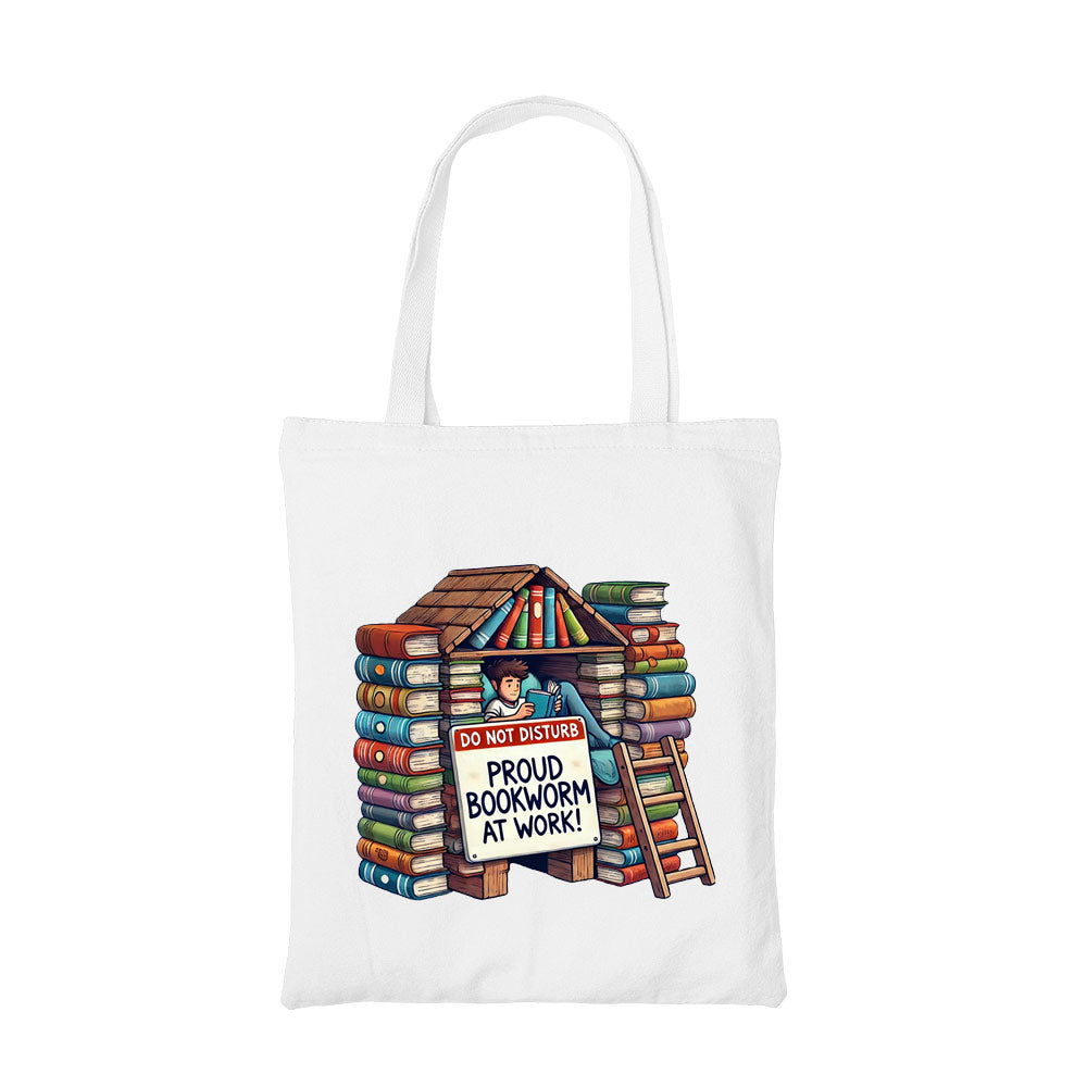 printed bookworm at work tote bag cotton printed printed graphic stylish buy online india the banyan tee tbt men women girls boys unisex