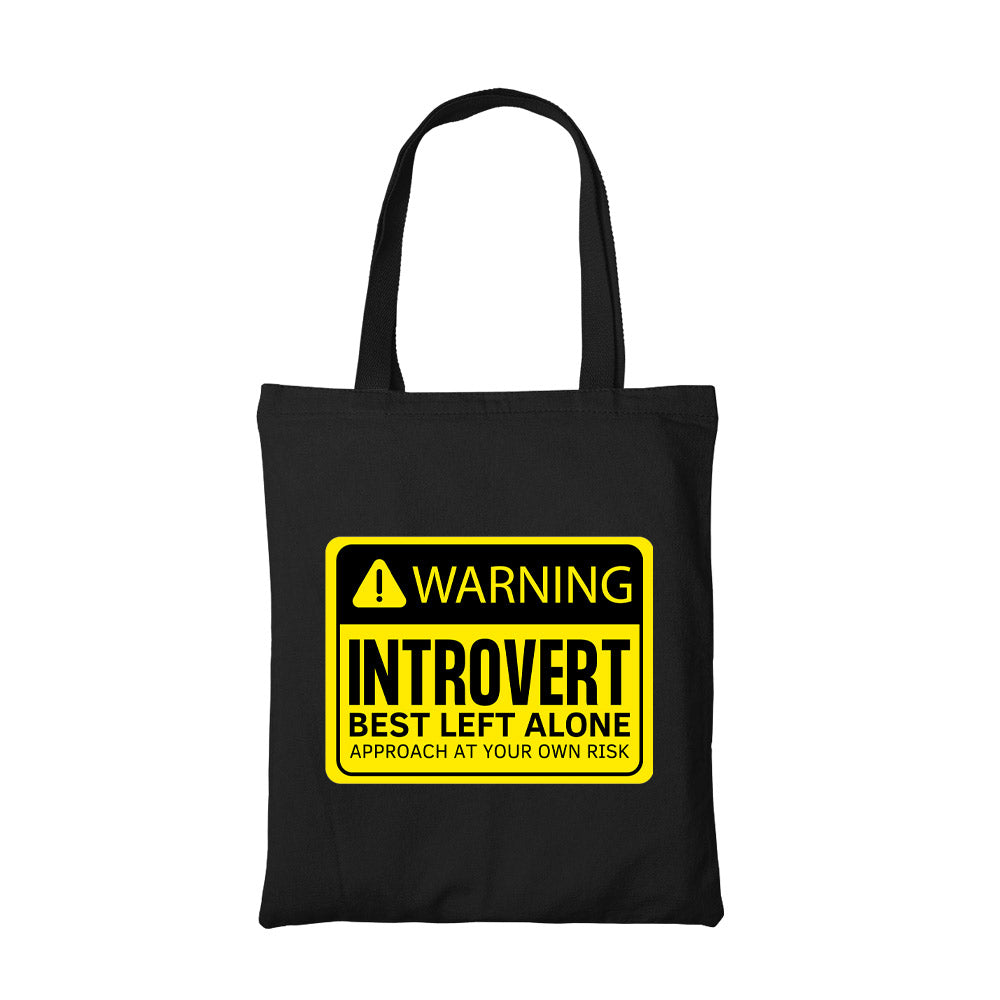 printed warning - introvert tote bag cotton printed printed graphic stylish buy online india the banyan tee tbt men women girls boys unisex