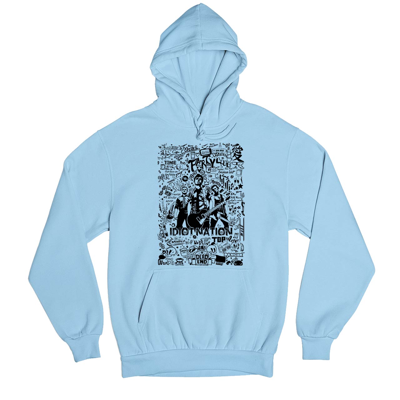 green day boulevard of broken scribbles hoodie hooded sweatshirt winterwear music band buy online india the banyan tee tbt men women girls boys unisex baby blue
