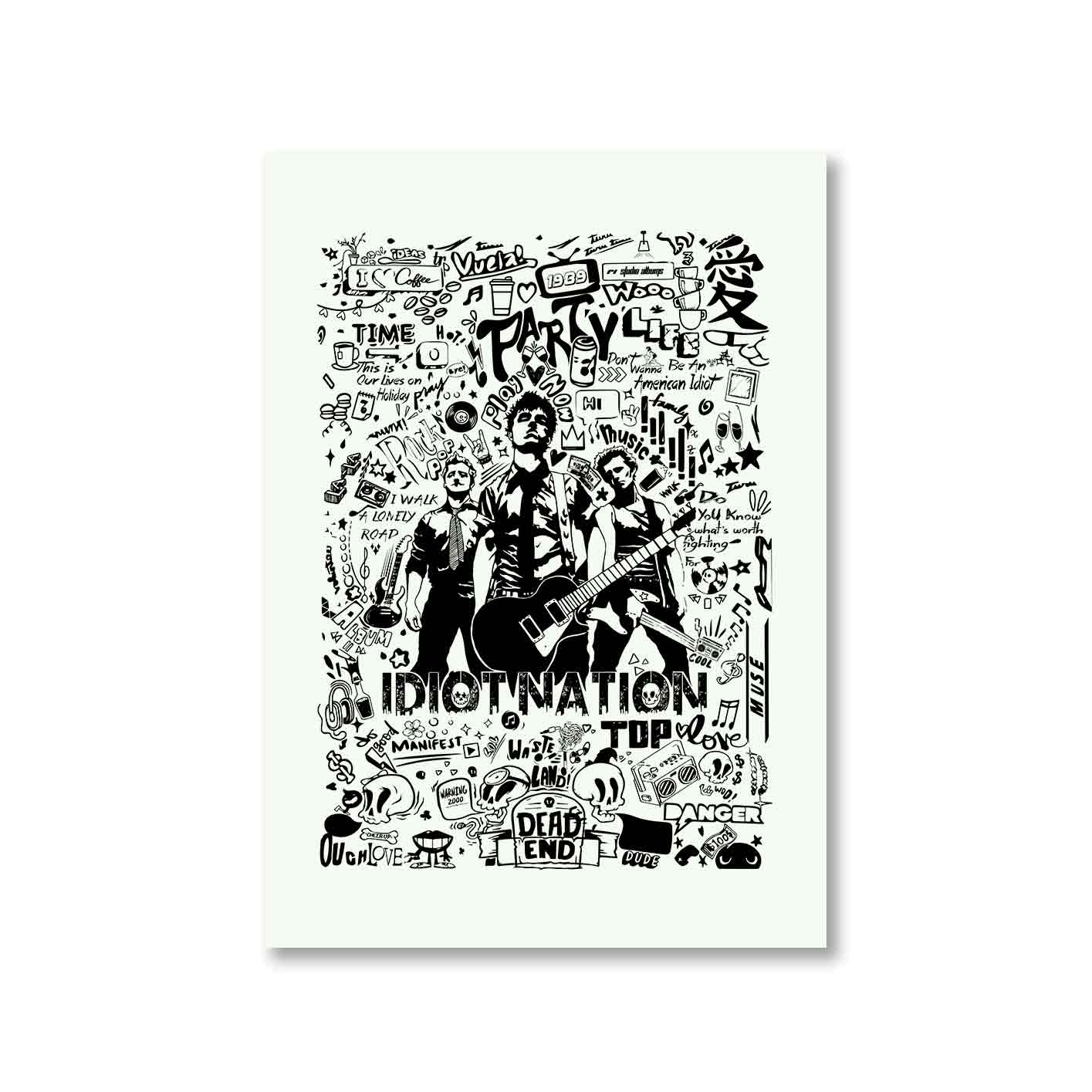 green day boulevard of broken scribbles poster wall art buy online india the banyan tee tbt a4