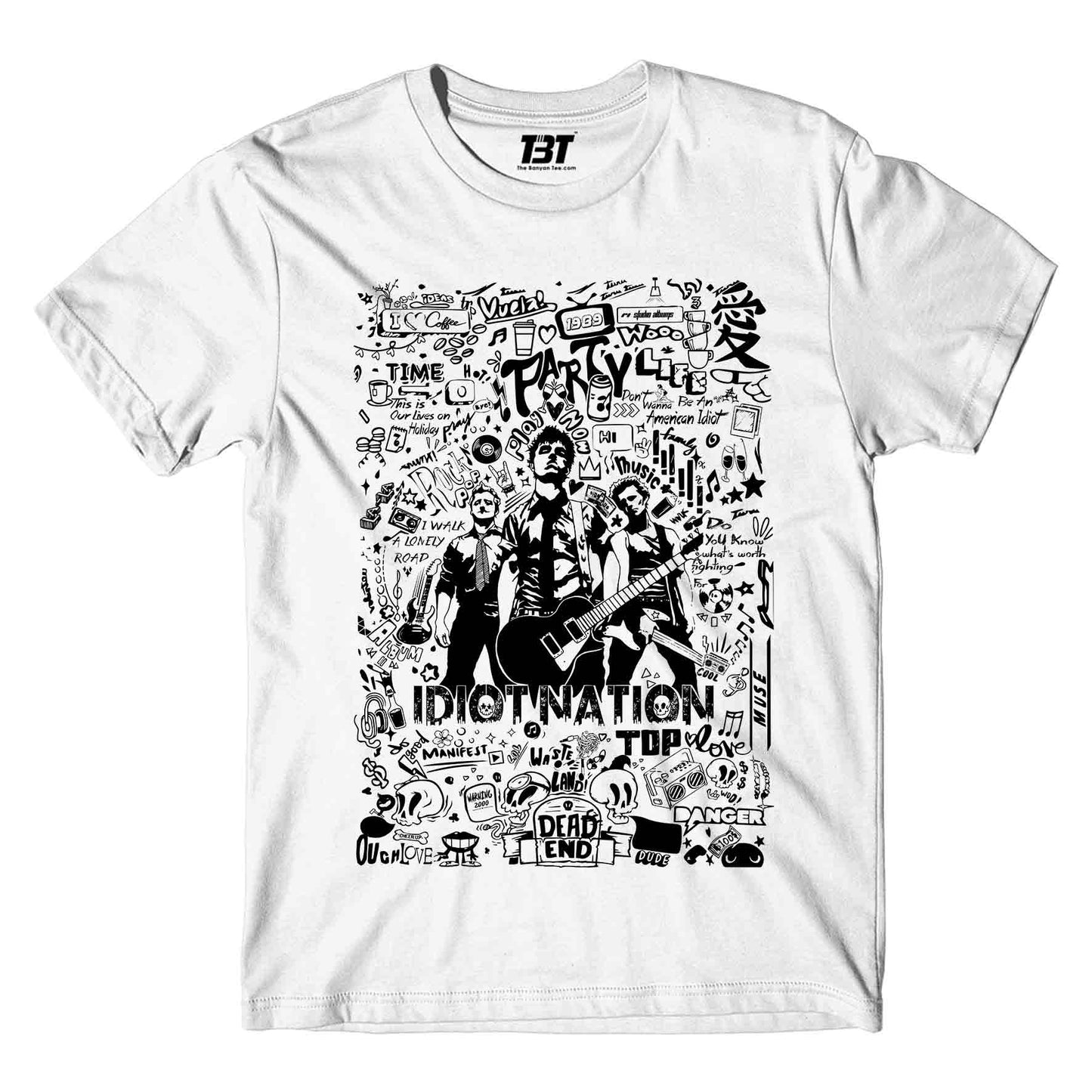 green day boulevard of broken scribbles t-shirt music band buy online india the banyan tee tbt men women girls boys unisex white