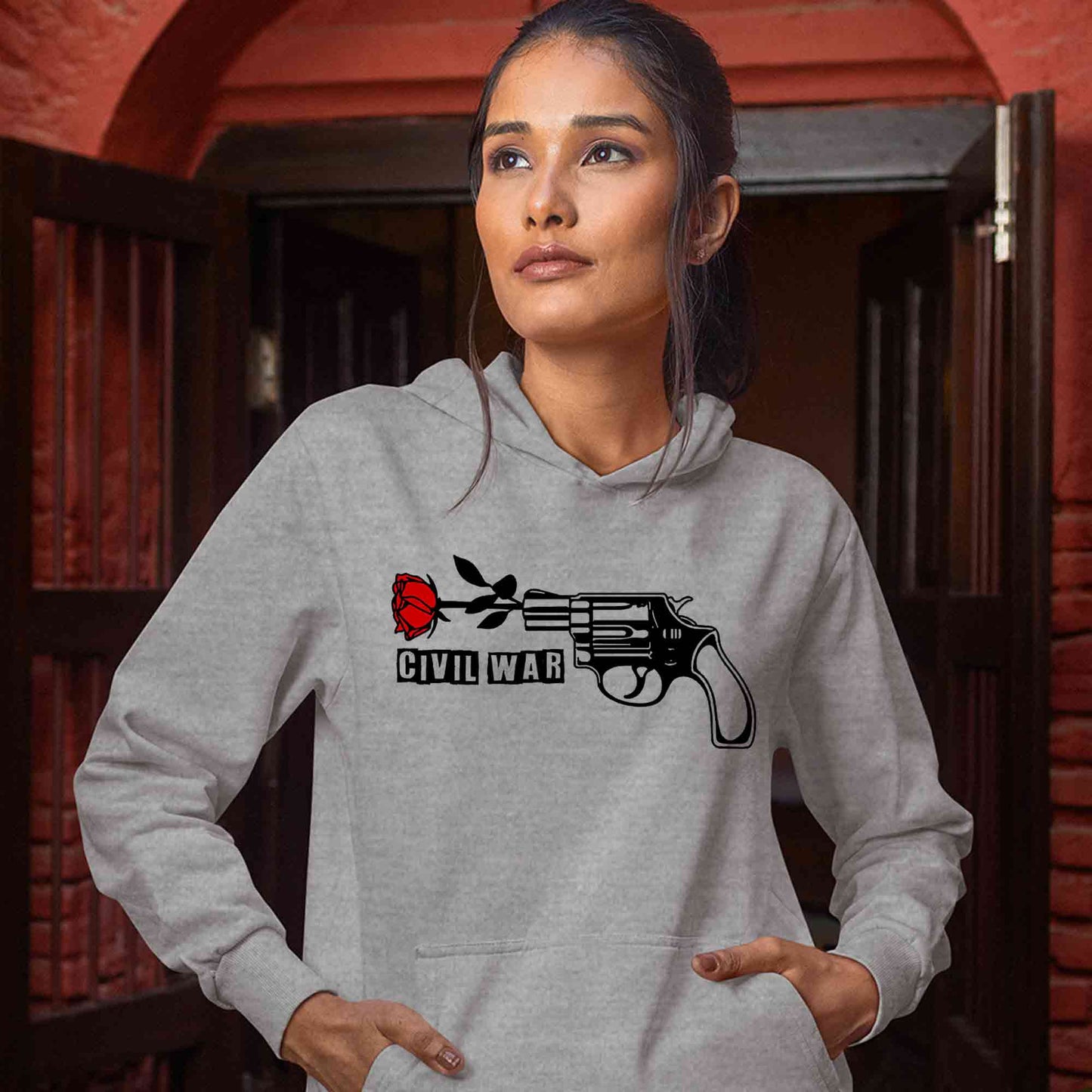 guns n' roses civil war hoodie hooded sweatshirt winterwear music band buy online india the banyan tee tbt men women girls boys unisex gray