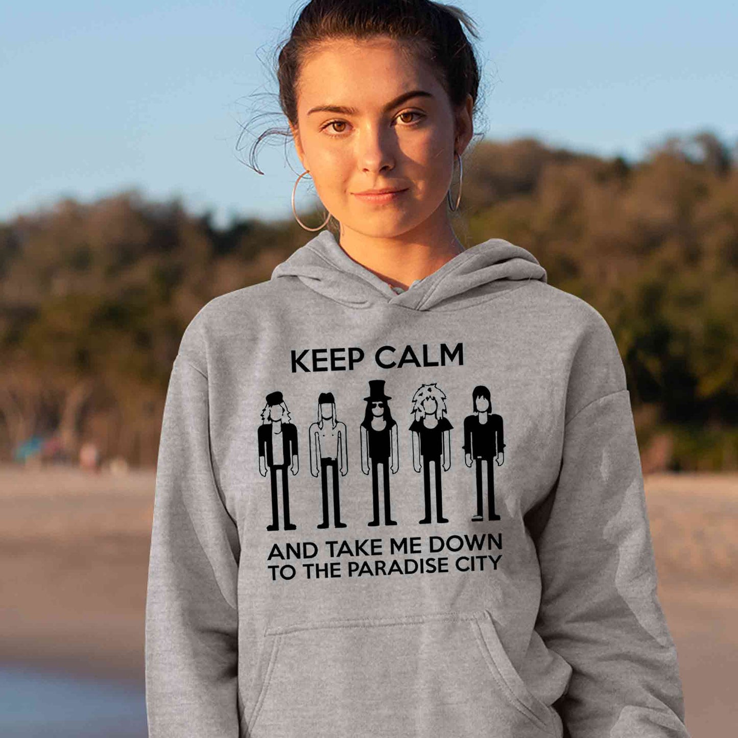 guns n' roses keep calm - paradise city hoodie hooded sweatshirt winterwear music band buy online india the banyan tee tbt men women girls boys unisex gray