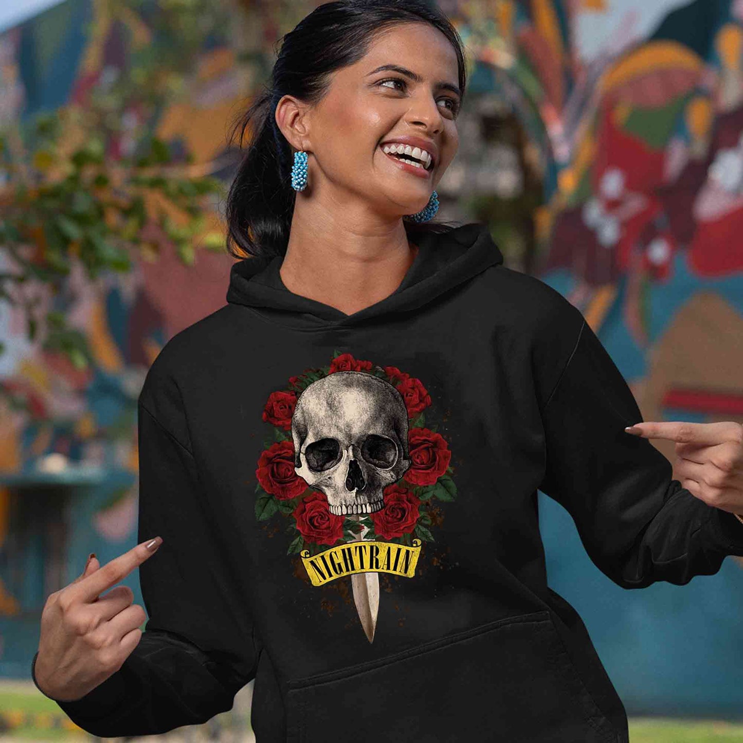 guns n' roses nightrain hoodie hooded sweatshirt winterwear music band buy online india the banyan tee tbt men women girls boys unisex black