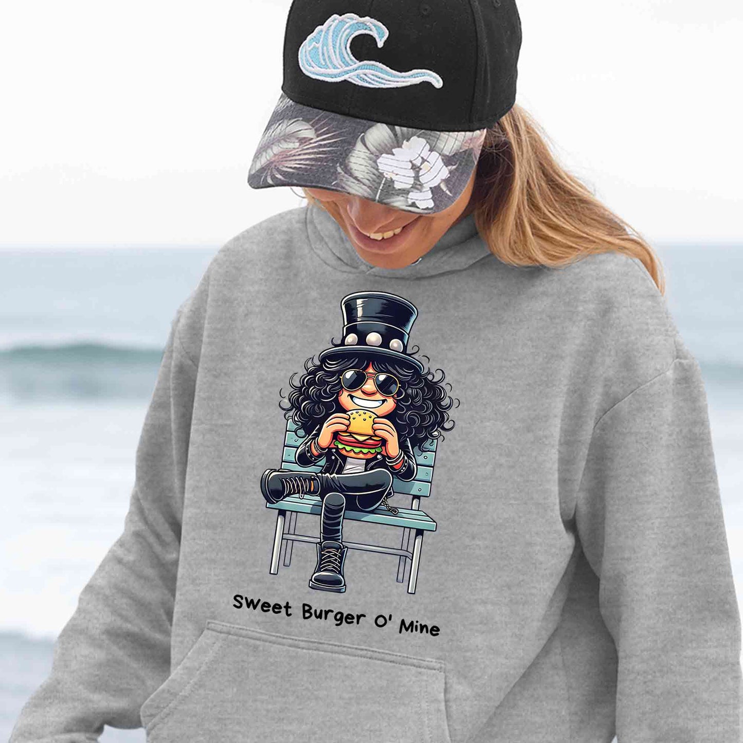 guns n' roses sweet burger o' mine hoodie hooded sweatshirt winterwear music band buy online india the banyan tee tbt men women girls boys unisex gray