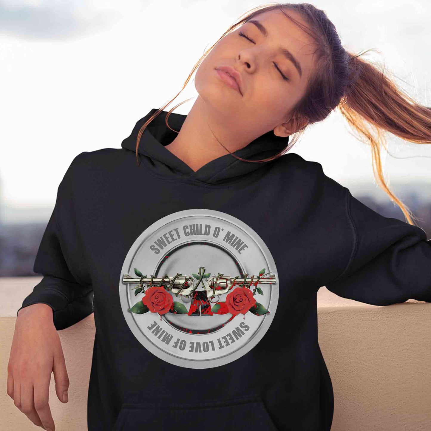 guns n' roses sweet child o' mine hoodie hooded sweatshirt winterwear music band buy online india the banyan tee tbt men women girls boys unisex black