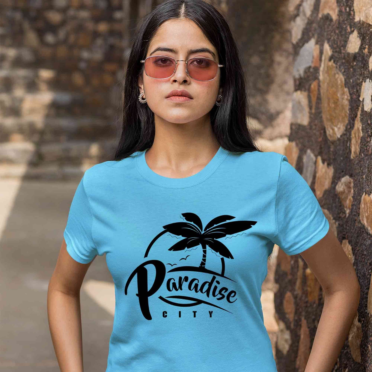 guns n' roses paradise city t-shirt music band buy online india the banyan tee tbt men women girls boys unisex Sky Blue