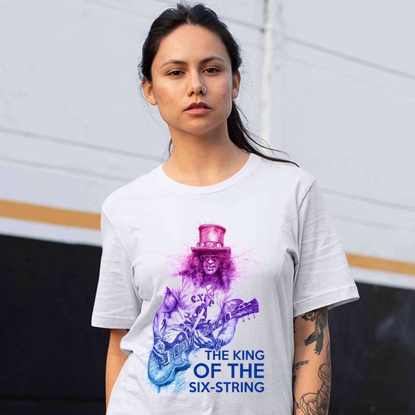 guns n' roses the king of the six string - slash t-shirt music band buy online india the banyan tee tbt men women girls boys unisex white