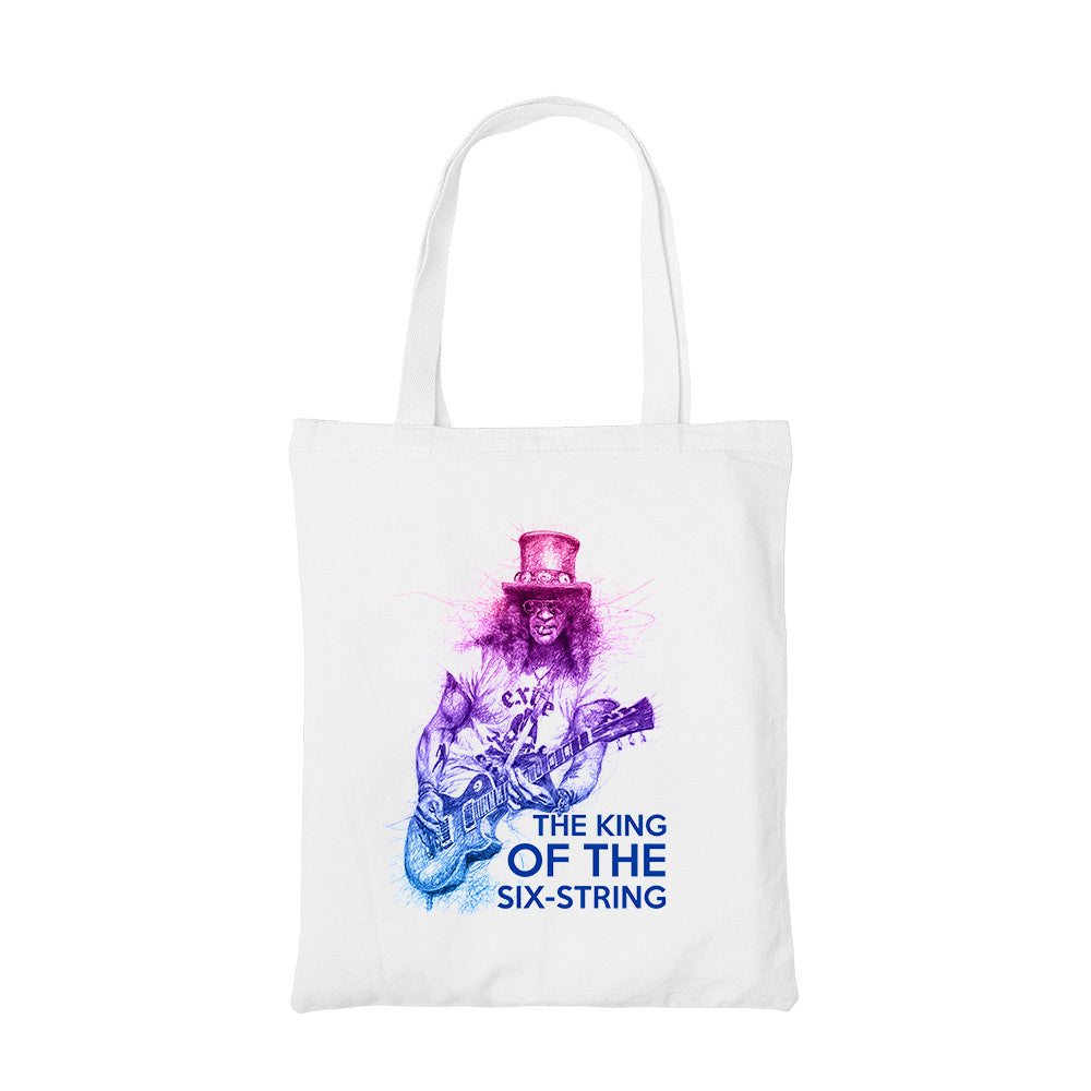 guns n roses the king of six strings tote bag hand printed cotton women men unisex