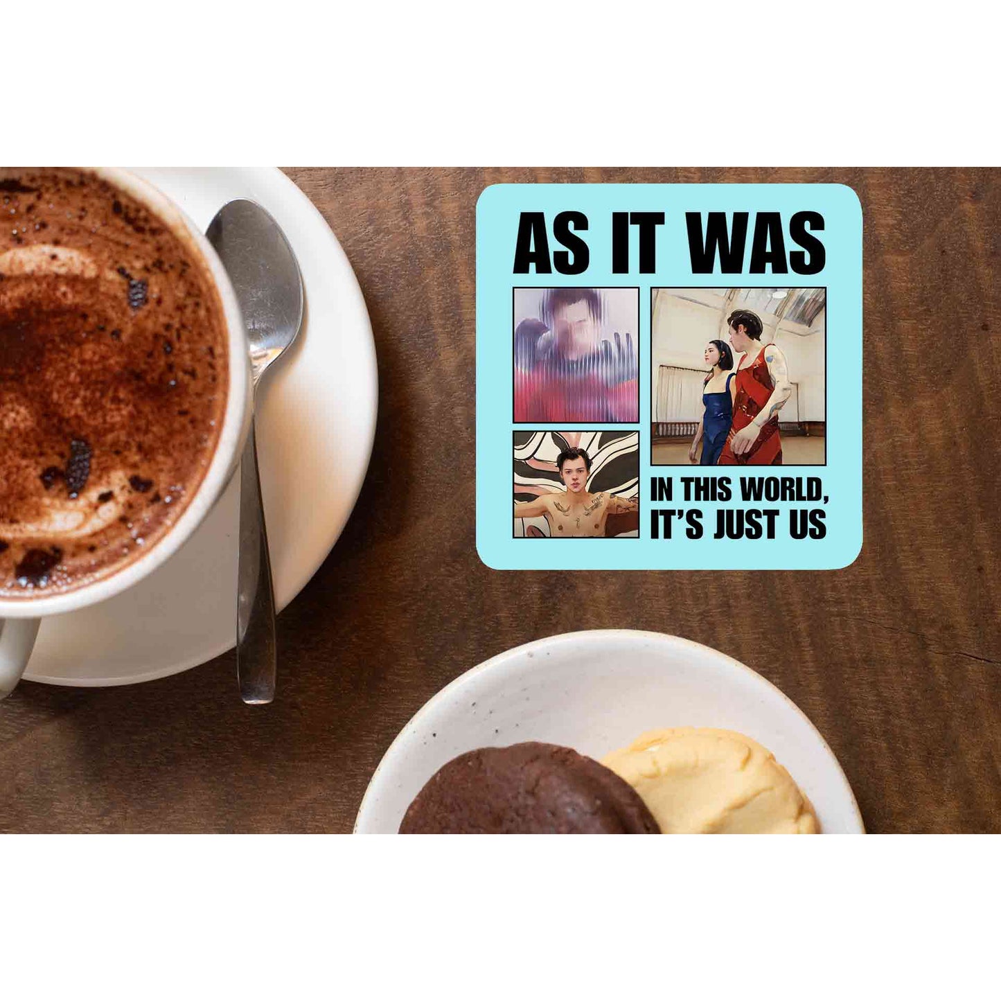 harry styles as it was coasters wooden table cups indian music band buy online india the banyan tee tbt men women girls boys unisex - in this world, it's just us