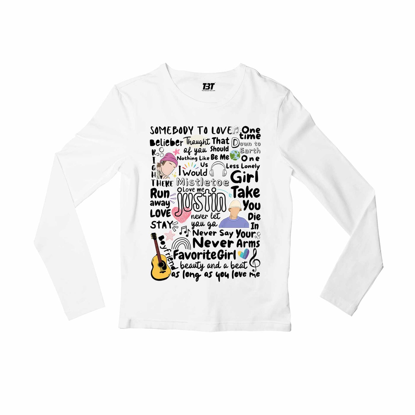 justin bieber bieber beats full sleeves long sleeves music band buy online india the banyan tee tbt men women girls boys unisex white