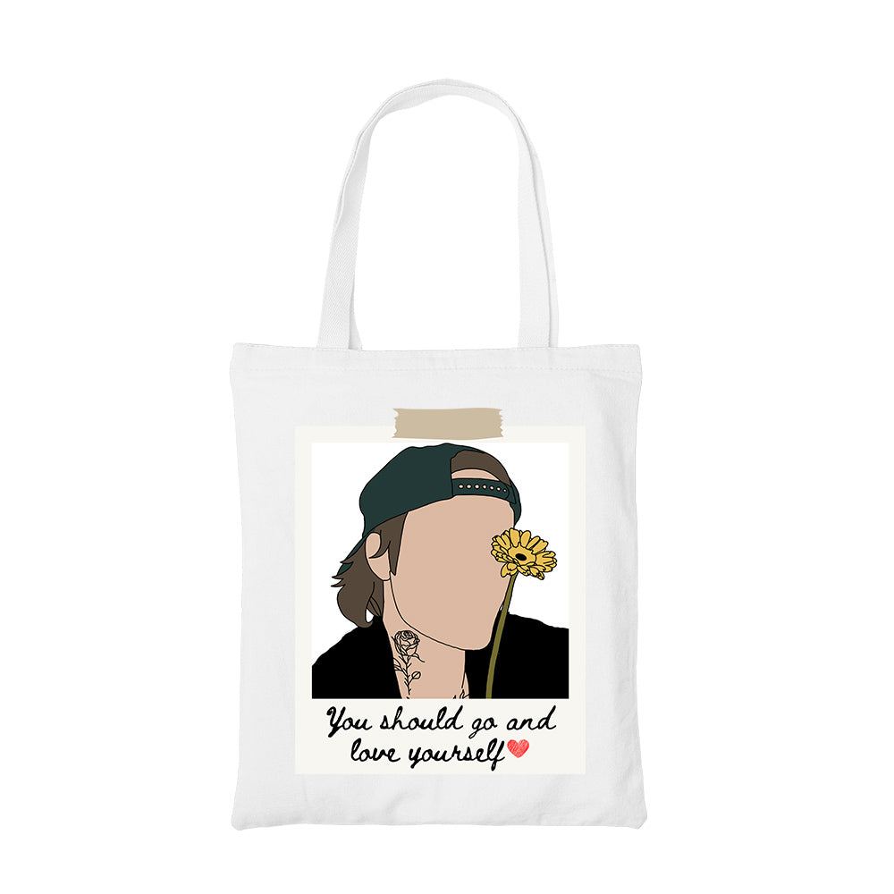 justin bieber love yourself tote bag hand printed cotton women men unisex