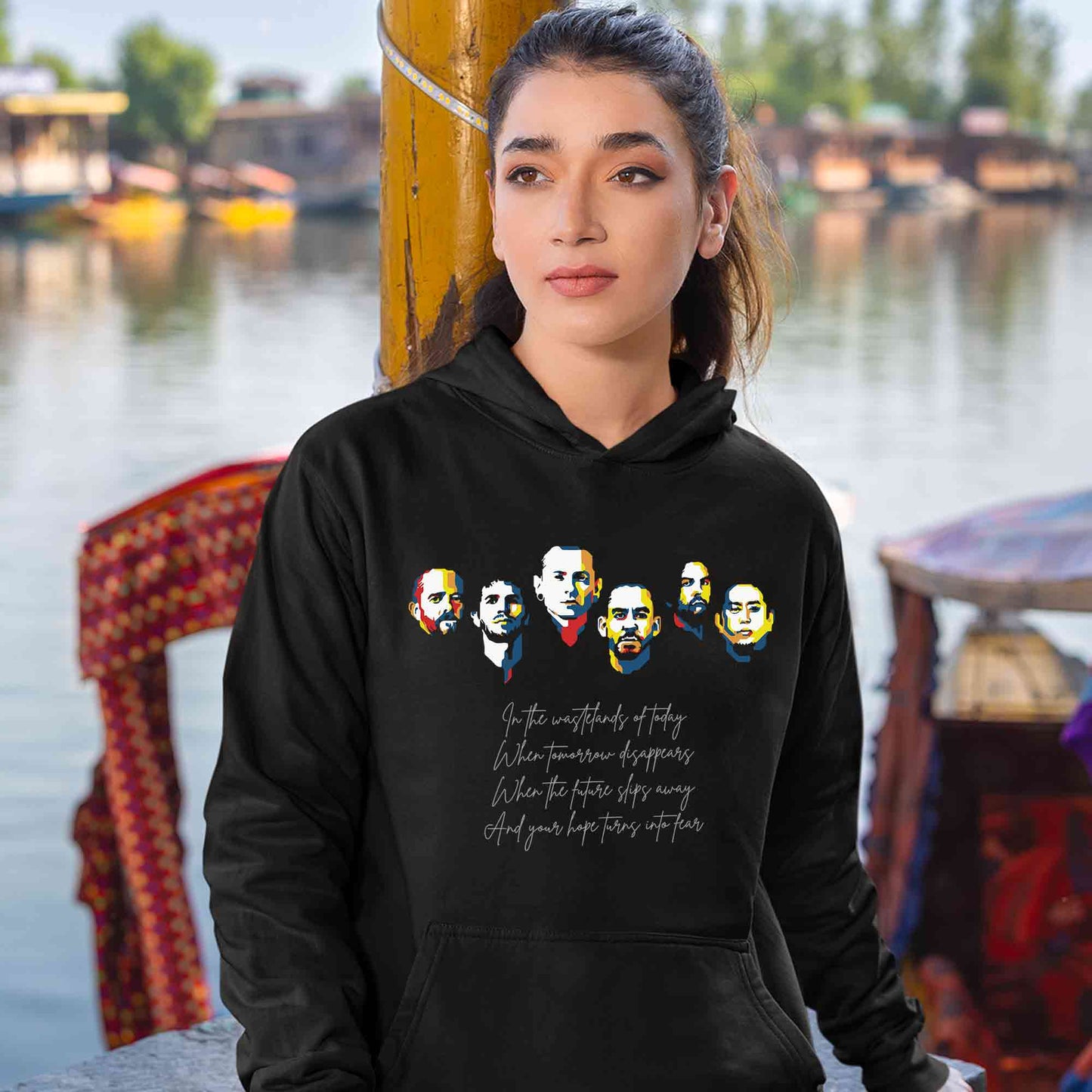 linkin park wastelands hoodie hooded sweatshirt winterwear music band buy online india the banyan tee tbt men women girls boys unisex black