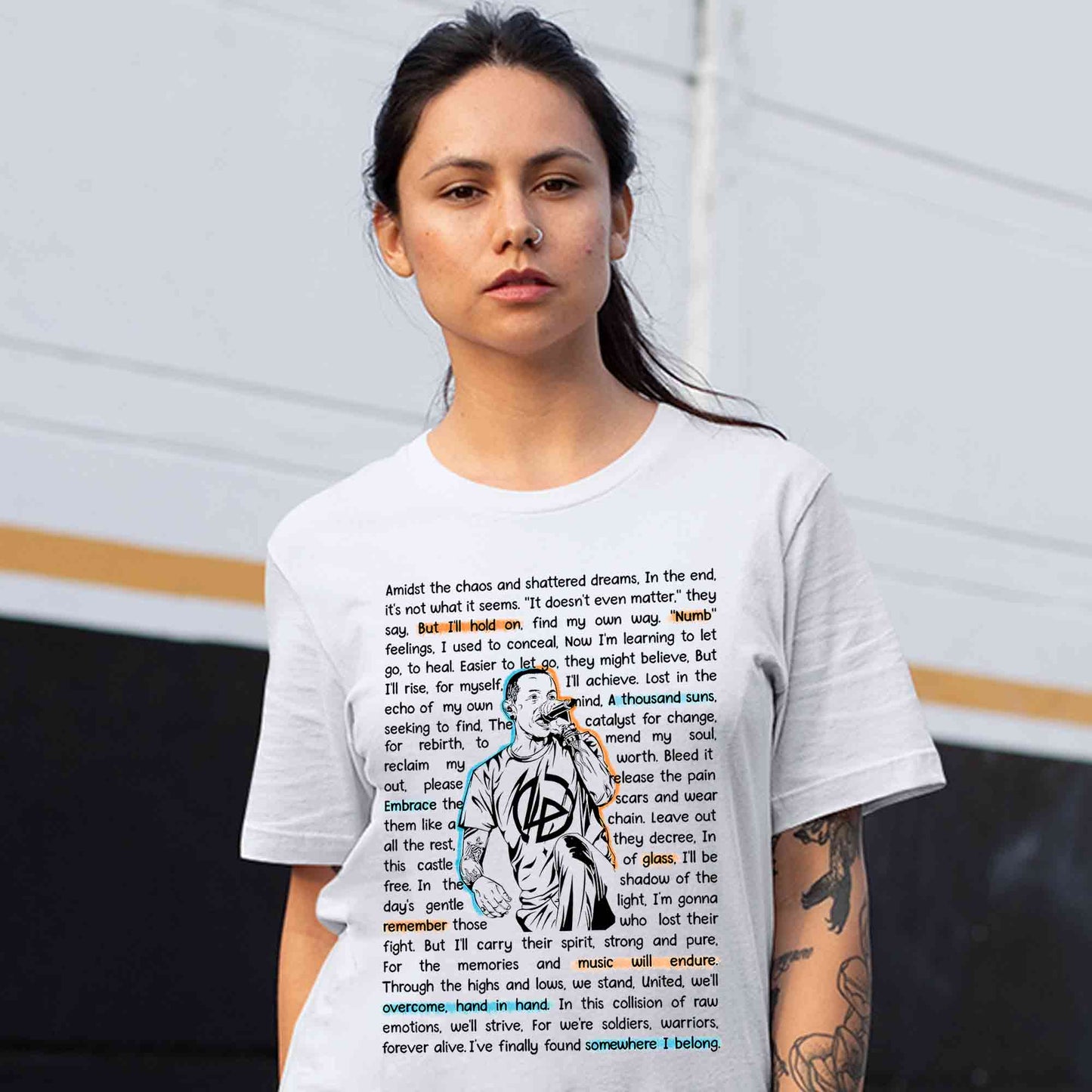 linkin park song story t-shirt music band buy online india the banyan tee tbt men women girls boys unisex white