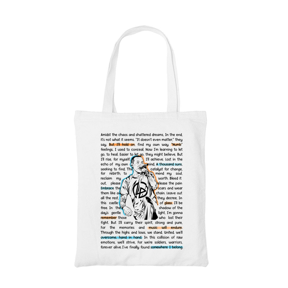 linkin park song story tote bag hand printed cotton women men unisex