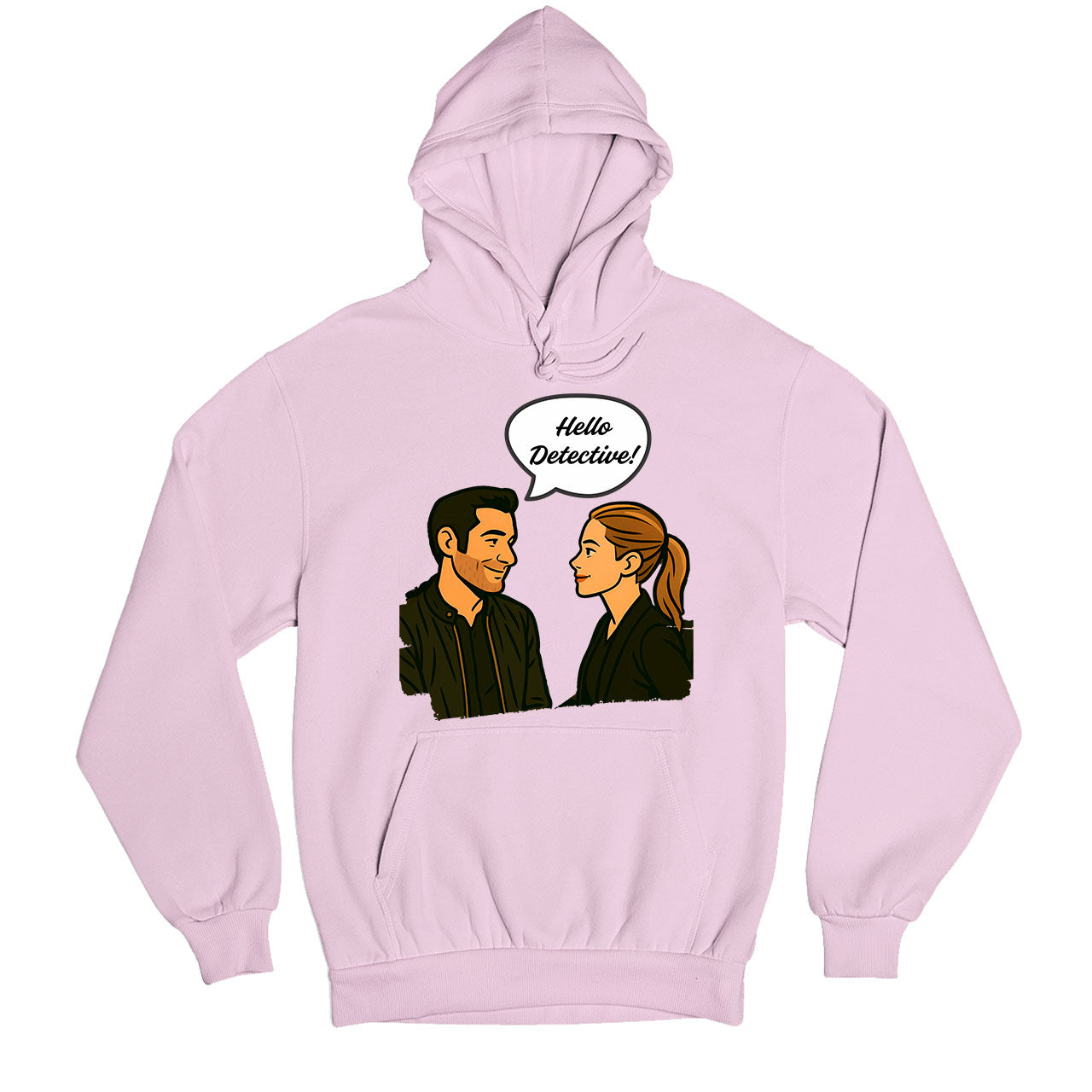 lucifer hello detective hoodie hooded sweatshirt winterwear tv & movies buy online india the banyan tee tbt men women girls boys unisex baby pink