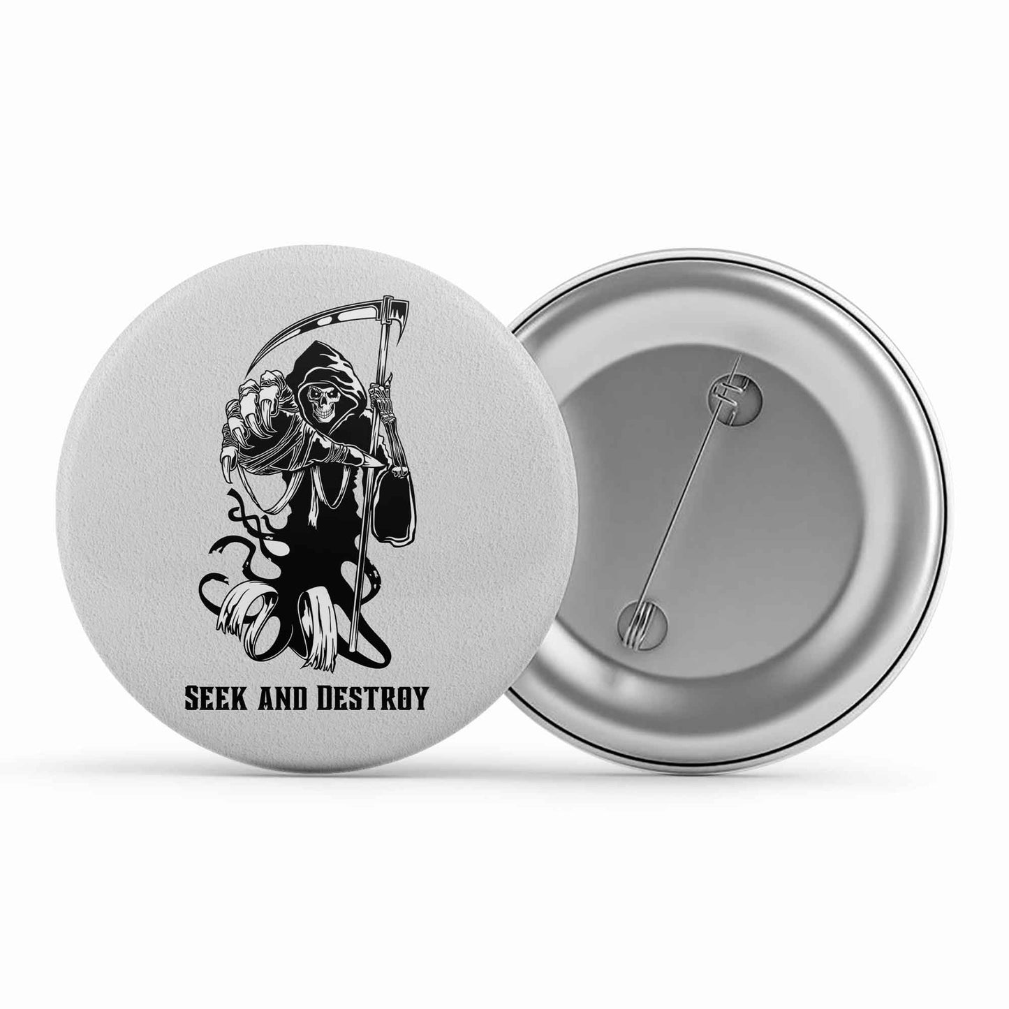 metallica seek & destroy badge pin button music band buy online india the banyan tee tbt men women girls boys unisex