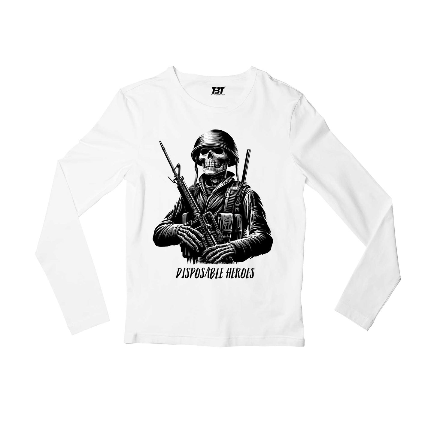 metallica disposable heroes full sleeves long sleeves music band buy online india the banyan tee tbt men women girls boys unisex white