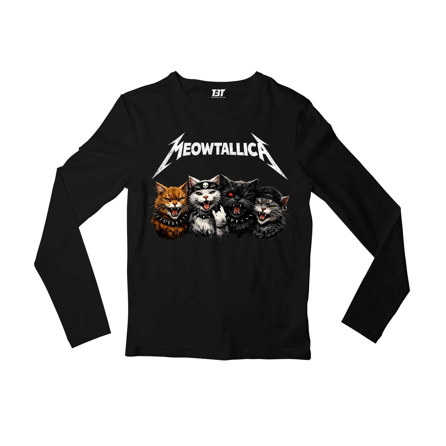 metallica meowtallica full sleeves long sleeves music band buy online india the banyan tee tbt men women girls boys unisex black
