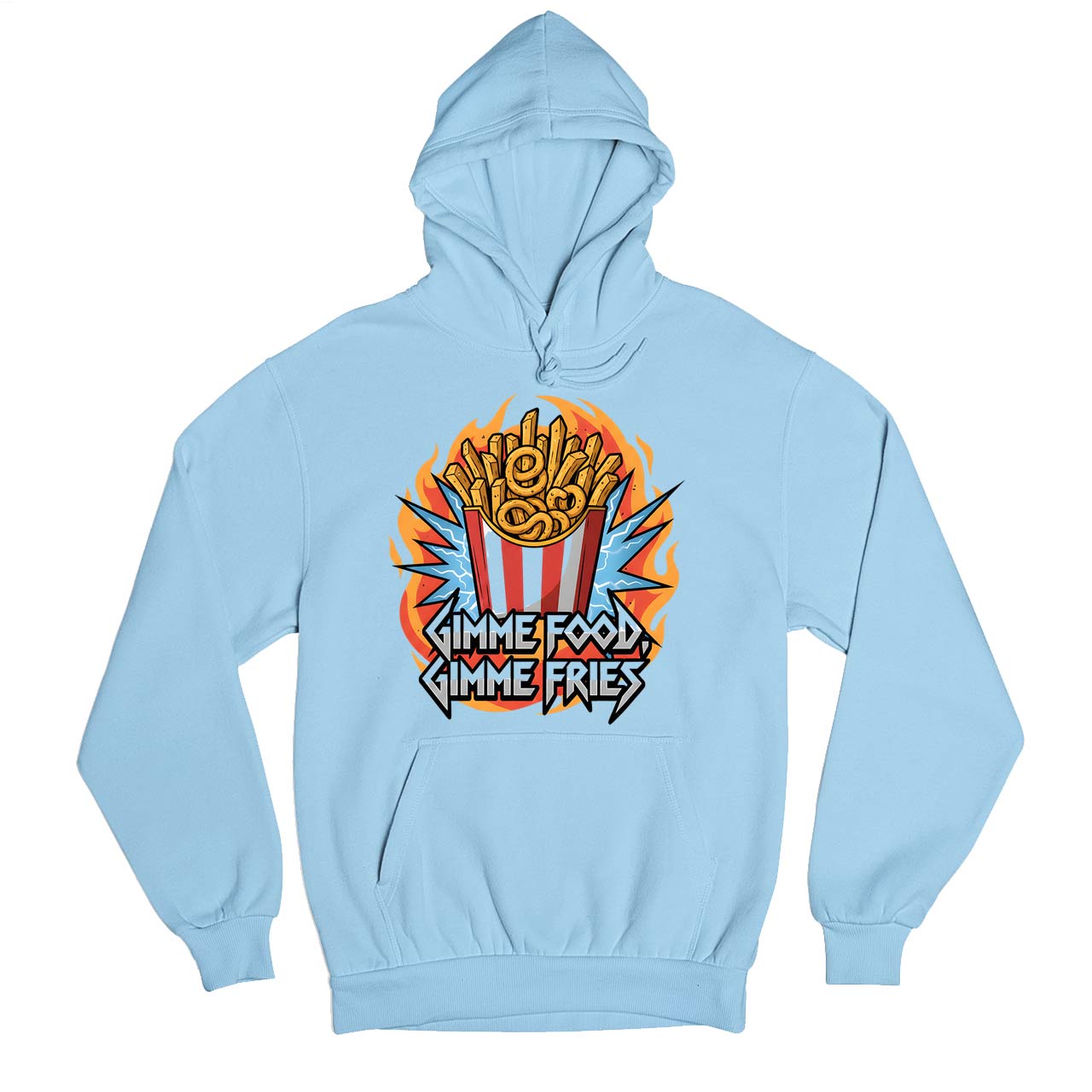 metallica gimme food gimme fries hoodie hooded sweatshirt winterwear music band buy online india the banyan tee tbt men women girls boys unisex baby blue