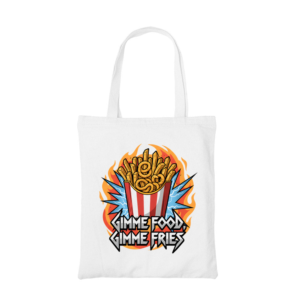 metallica gimme food gimme fries tote bag cotton printed music band buy online india the banyan tee tbt men women girls boys unisex
