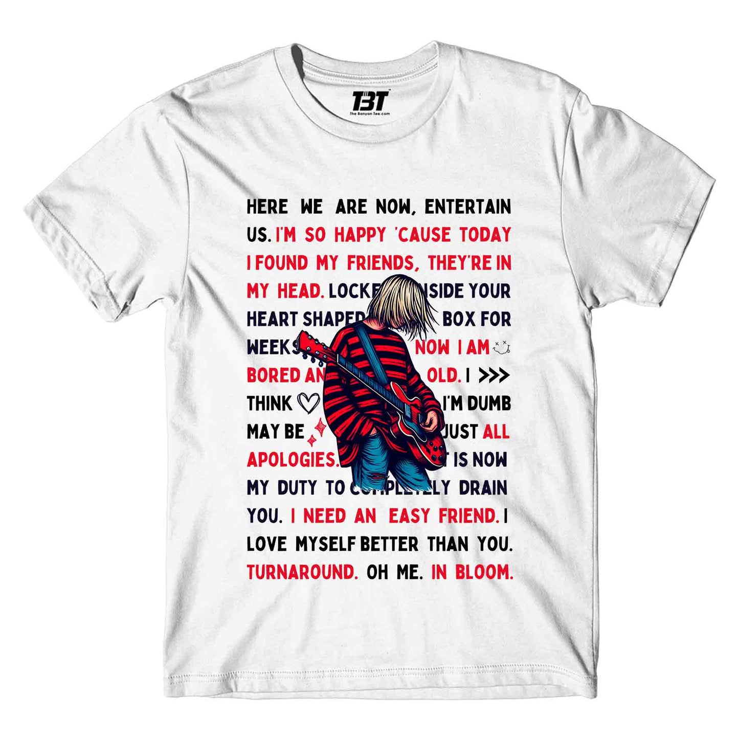 nirvana lyrical doodle t-shirt music band buy online india the banyan tee tbt men women girls boys unisex white