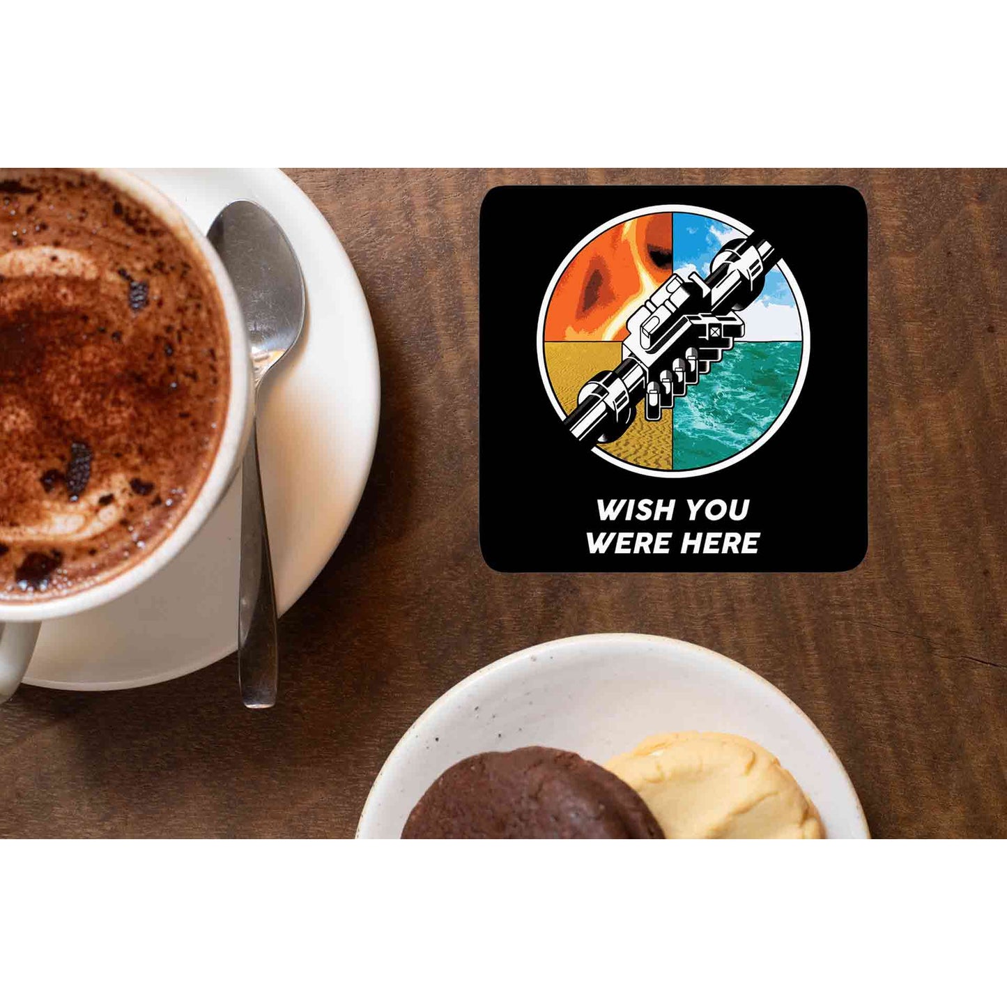Wish You Were Here Pink Floyd Coaster Coasters The Banyan Tee TBT wooden online indian table set of 6