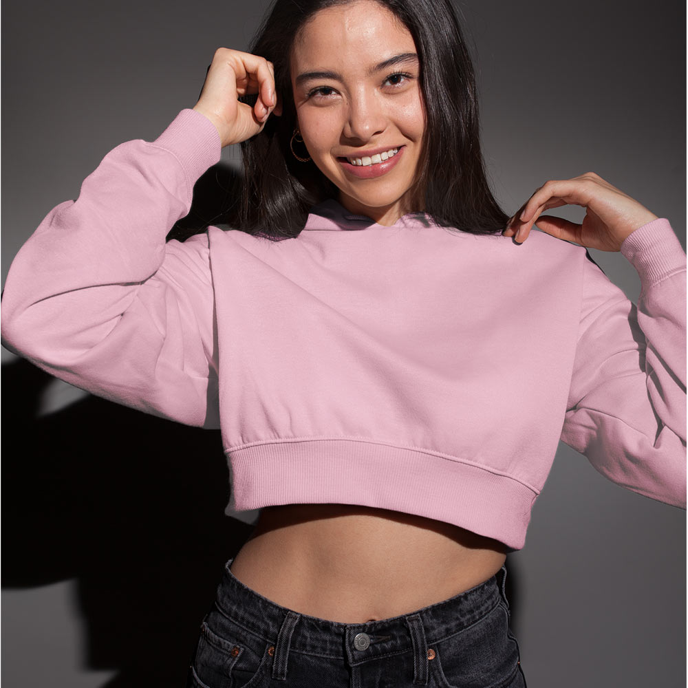 Pink Crop Hoodie TBT Basics at 50 OFF 🤑 - Main Image