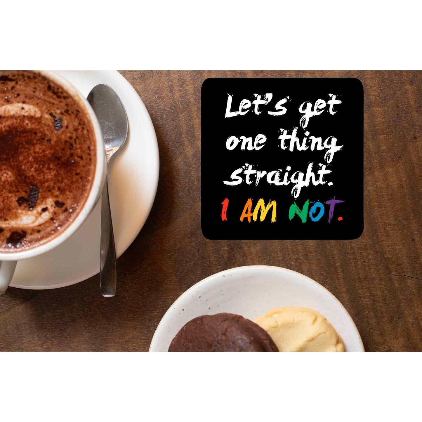 pride let's get one thing straight coasters wooden table cups indian printed graphic stylish buy online india the banyan tee tbt men women girls boys unisex - lgbtqia+