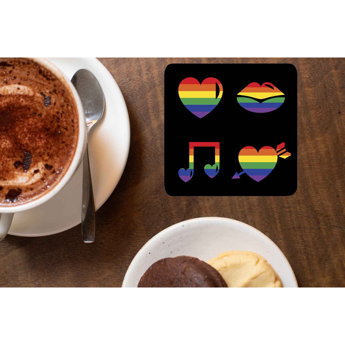 pride rainbow love coasters wooden table cups indian printed graphic stylish buy online india the banyan tee tbt men women girls boys unisex - lgbtqia+