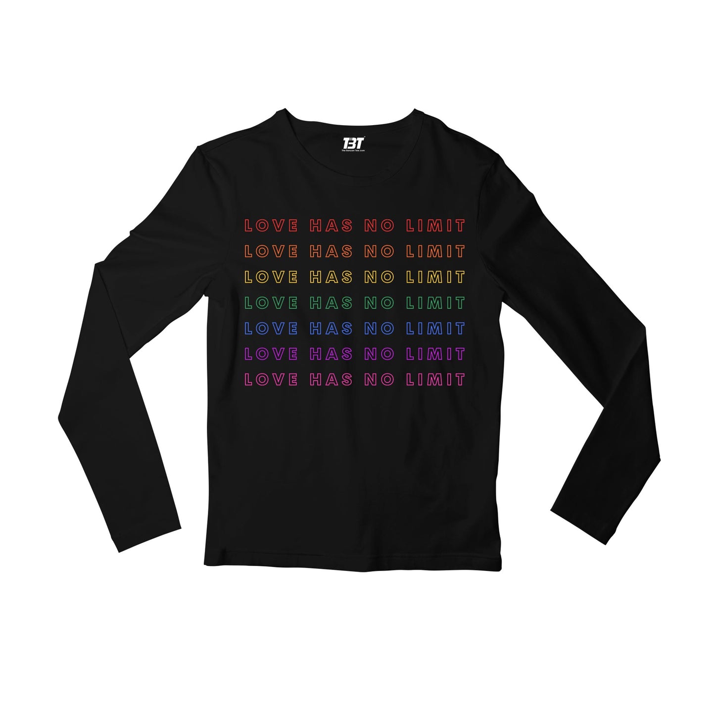 pride love has no limit full sleeves long sleeves printed graphic stylish buy online india the banyan tee tbt men women girls boys unisex black - lgbtqia+