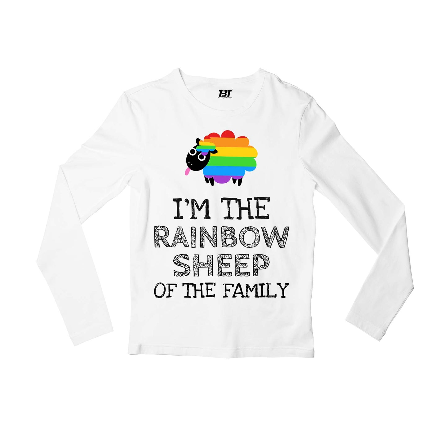 pride rainbow sheep of the family full sleeves long sleeves printed graphic stylish buy online india the banyan tee tbt men women girls boys unisex white - lgbtqia+