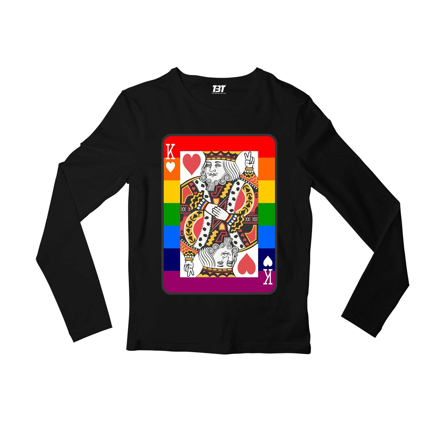 pride the king of hearts full sleeves long sleeves printed graphic stylish buy online india the banyan tee tbt men women girls boys unisex black - lgbtqia+