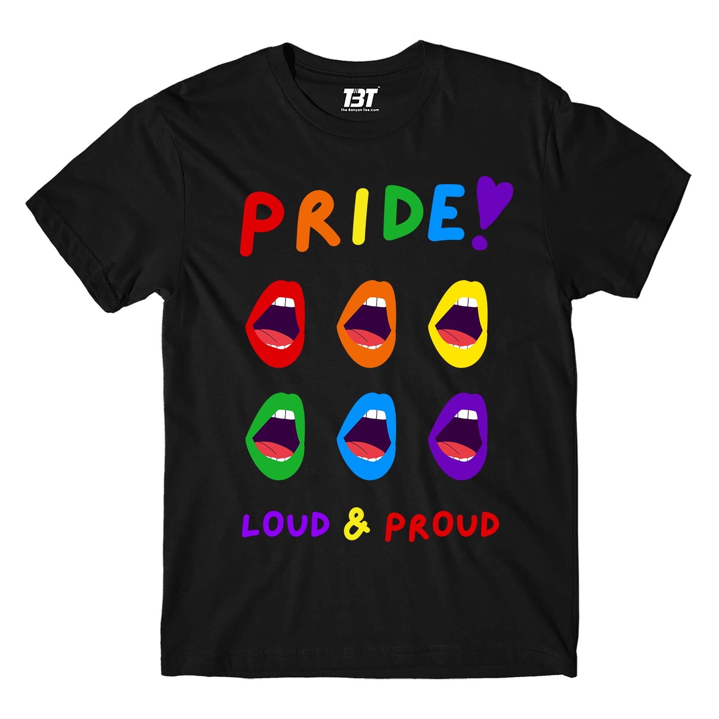 pride loud and proud t-shirt printed graphic stylish buy online india the banyan tee tbt men women girls boys unisex black - lgbtqia+ Edit alt text