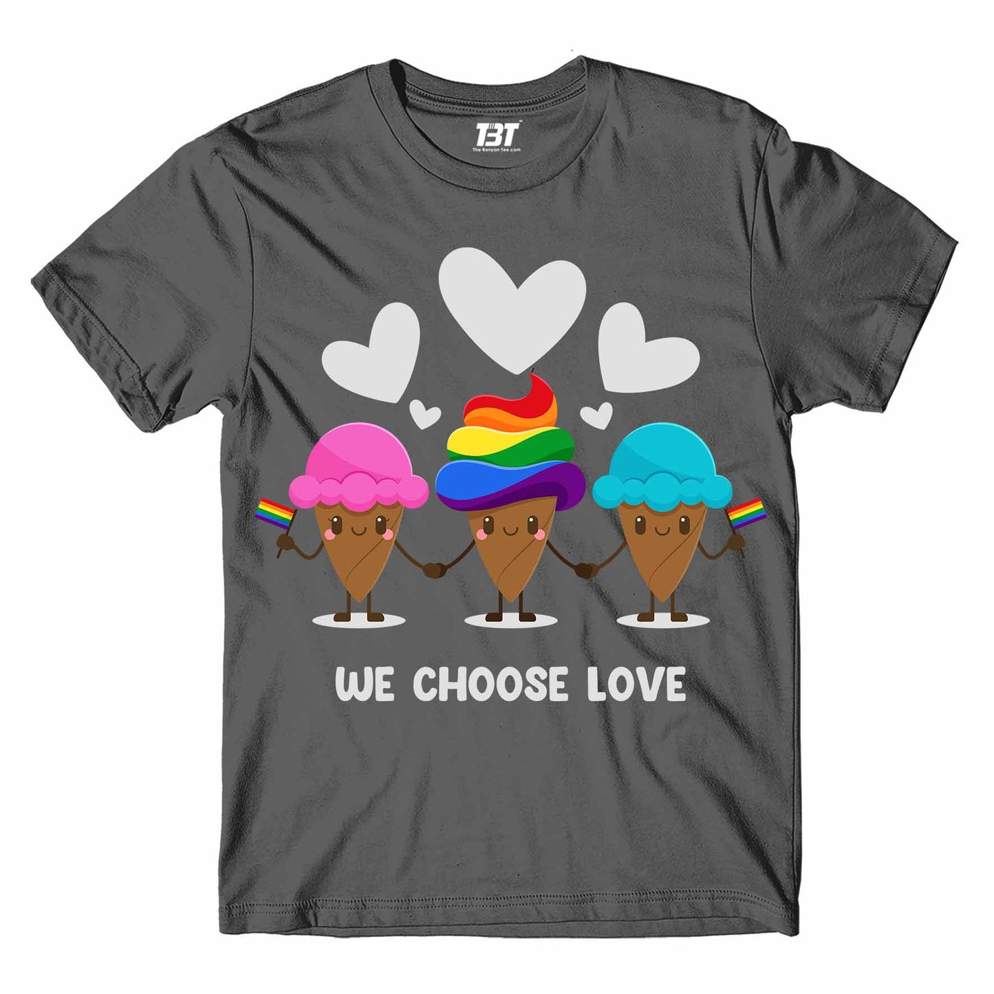 pride we choose love t-shirt printed graphic stylish buy online india the banyan tee tbt men women girls boys unisex steel grey - lgbtqia+ Edit alt text
