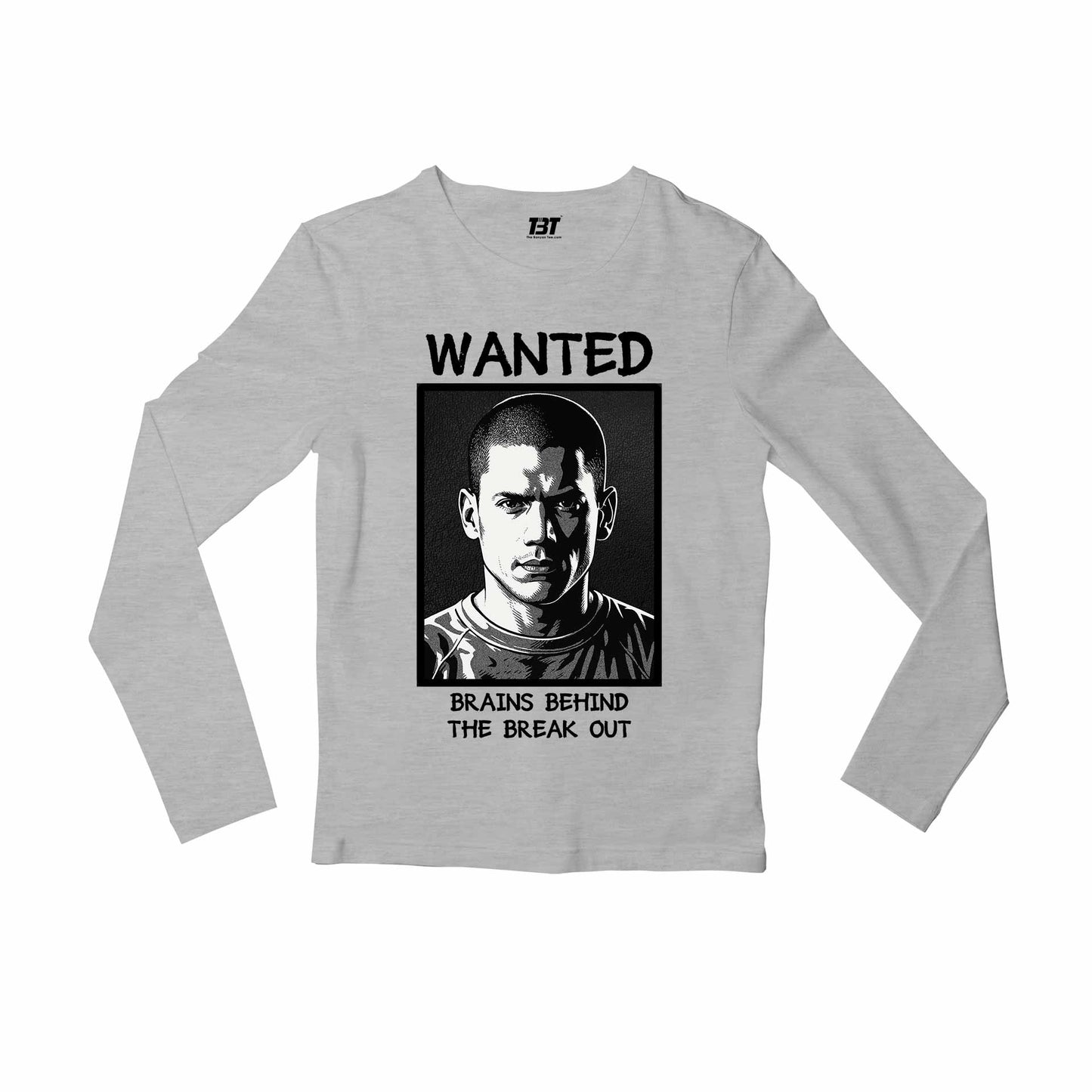 prison break brains behind the breakout full sleeves long sleeves tv & movies buy online india the banyan tee tbt men women girls boys unisex gray