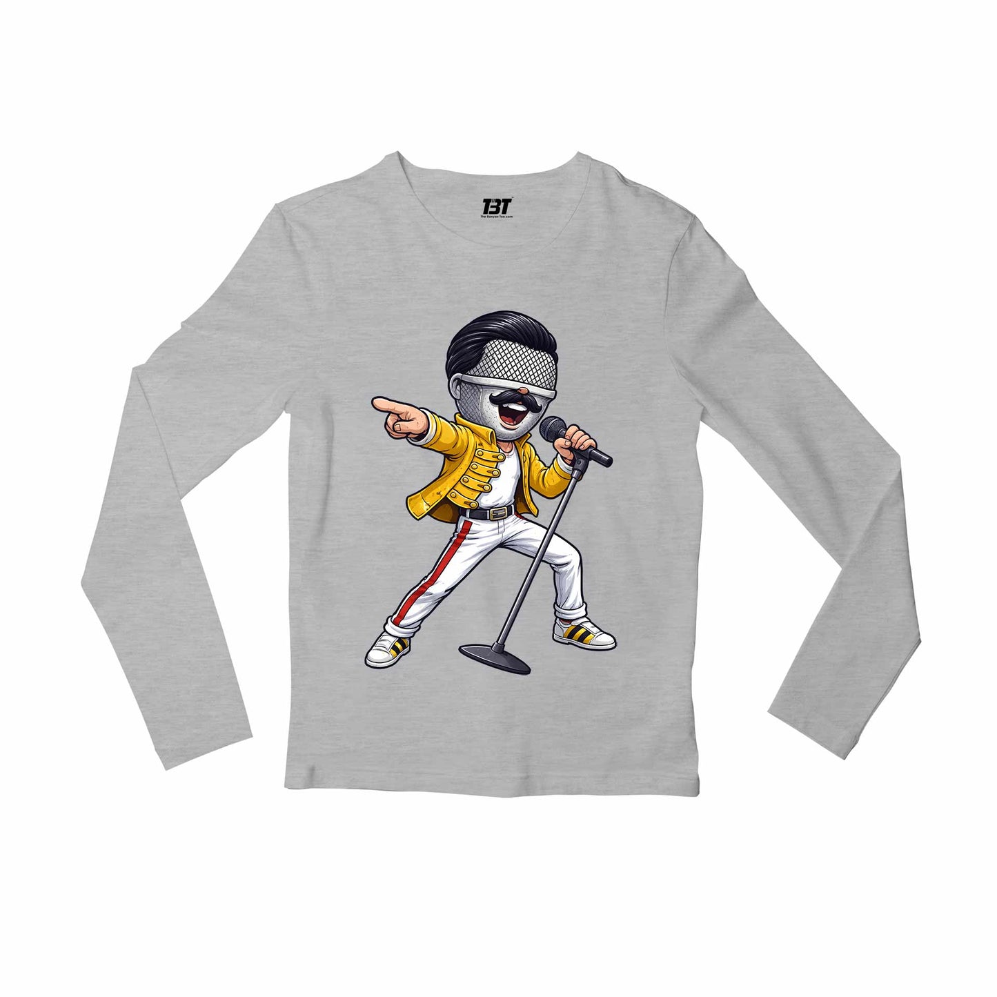queen mic mercury full sleeves long sleeves music band buy online india the banyan tee tbt men women girls boys unisex gray