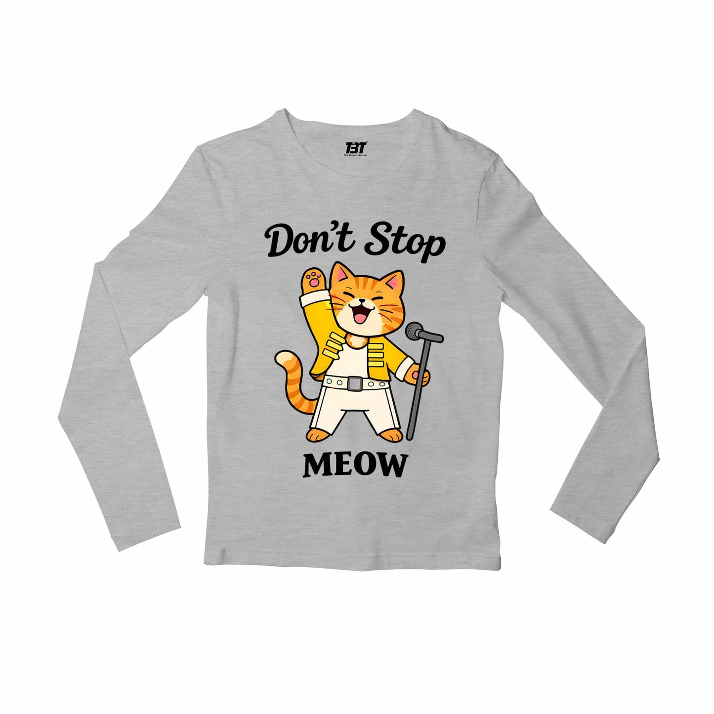 queen don't stop meow full sleeves long sleeves music band buy online india the banyan tee tbt men women girls boys unisex gray