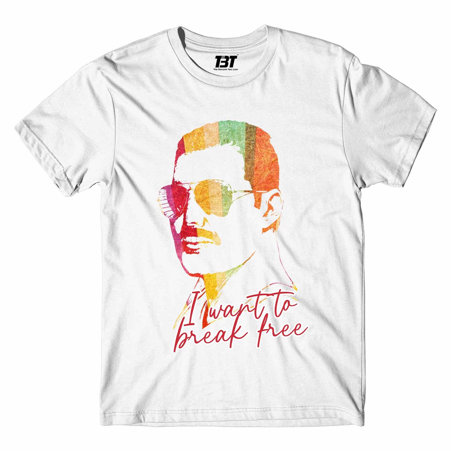 queen break free t-shirt music band buy online india the banyan tee tbt men women girls boys unisex white