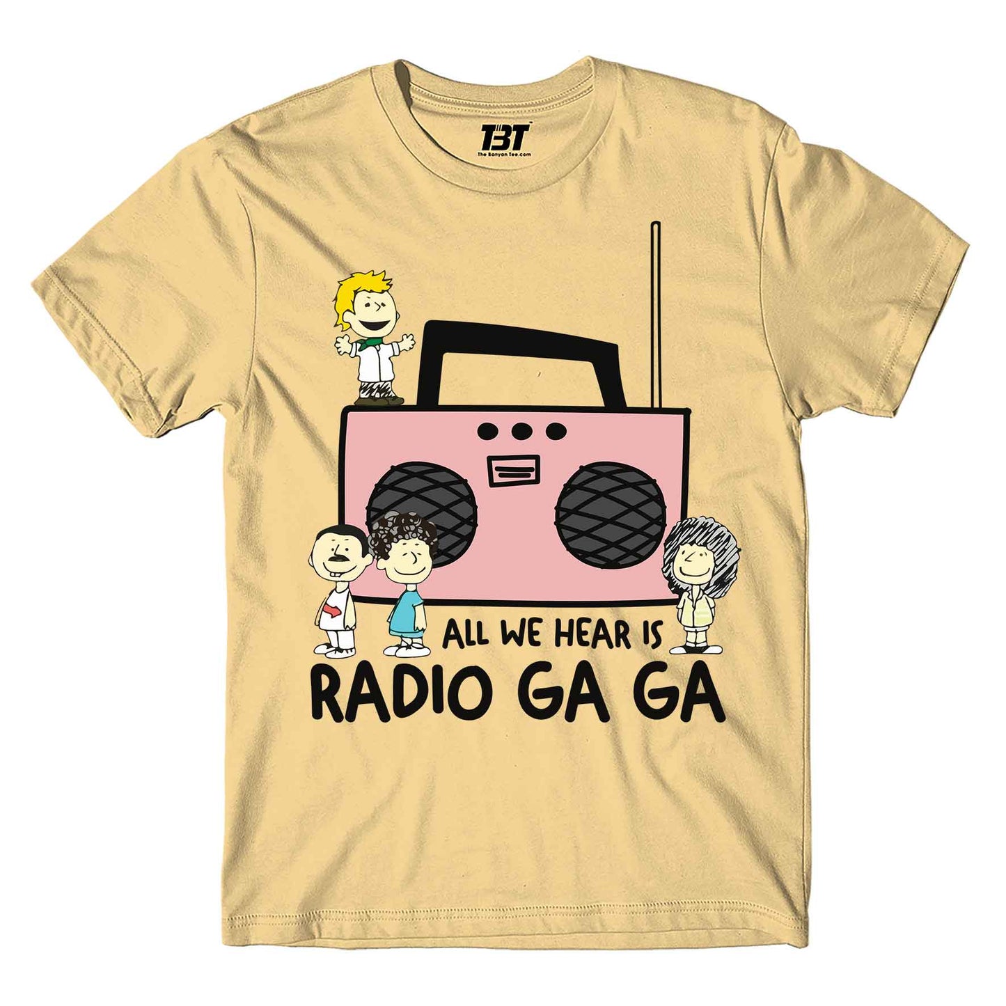 queen radio ga ga t-shirt music band buy online india the banyan tee tbt men women girls boys unisex beige
