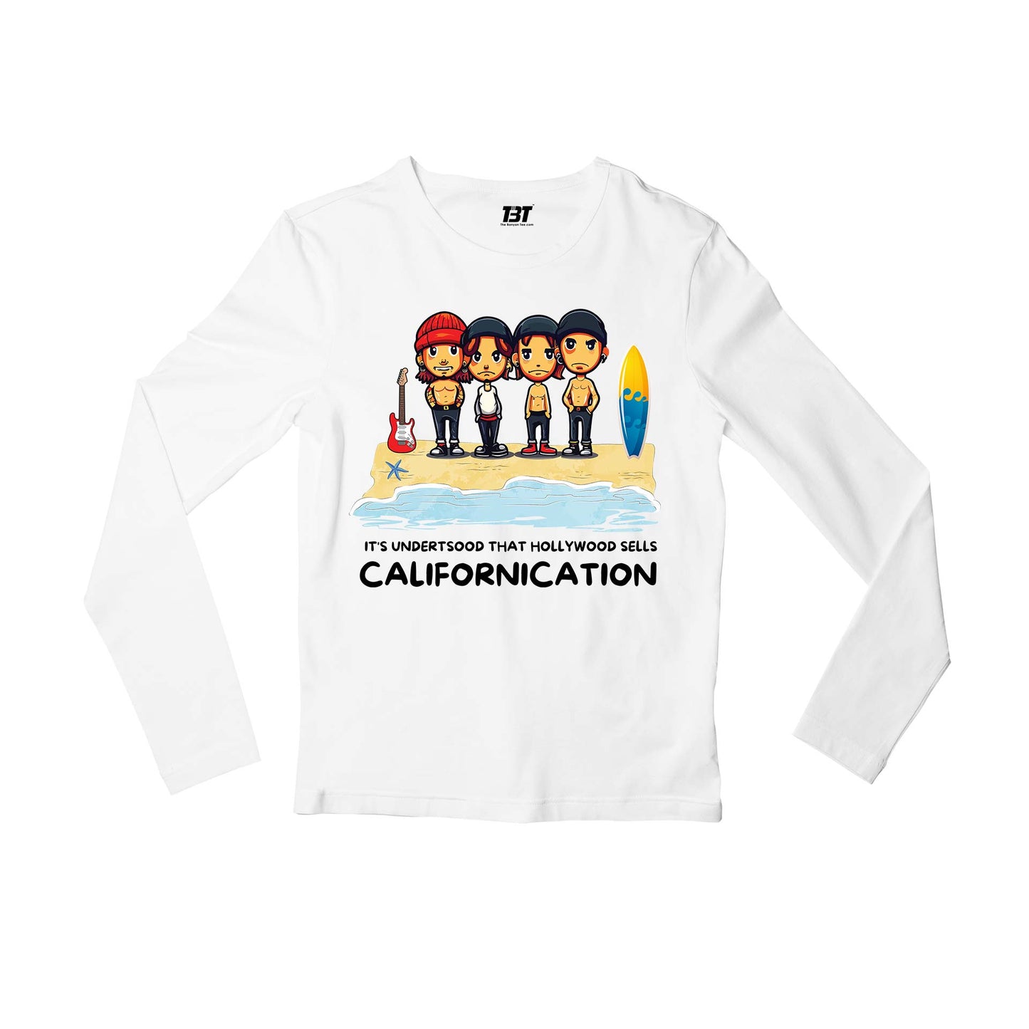 red hot chili peppers hollywood sells californication full sleeves long sleeves music band buy online india the banyan tee tbt men women girls boys unisex white